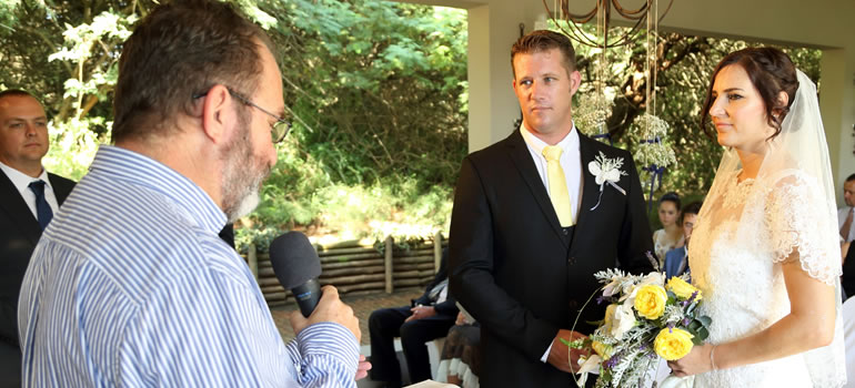 Happy couple wedding ceremony photo 2 - Pathfinder Ministries marriage officer services in South Africa